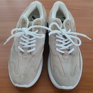 Zara Leather Chunky Beige/Gold Trim Trainers Size EU 39/Us 8-8.5 Women's‎ Shoes
